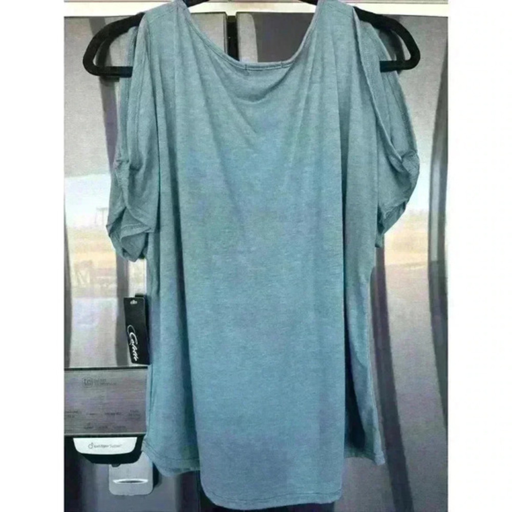 Colette Womens‎ Green/blue Short Sleeve Shirt Large.